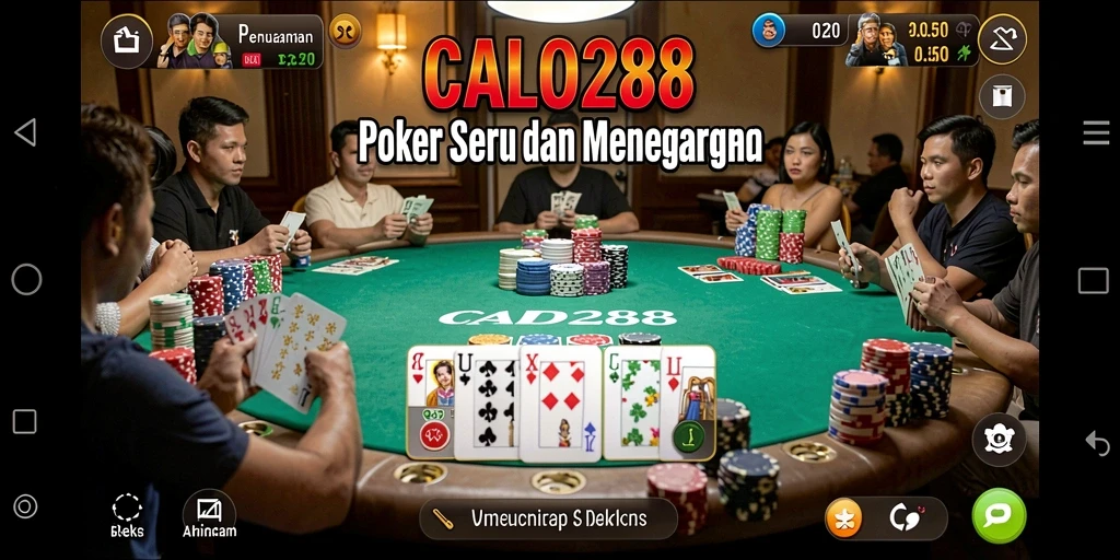 Screenshot gameplay menampilkan suasana seru dari permainan poker CALO288.