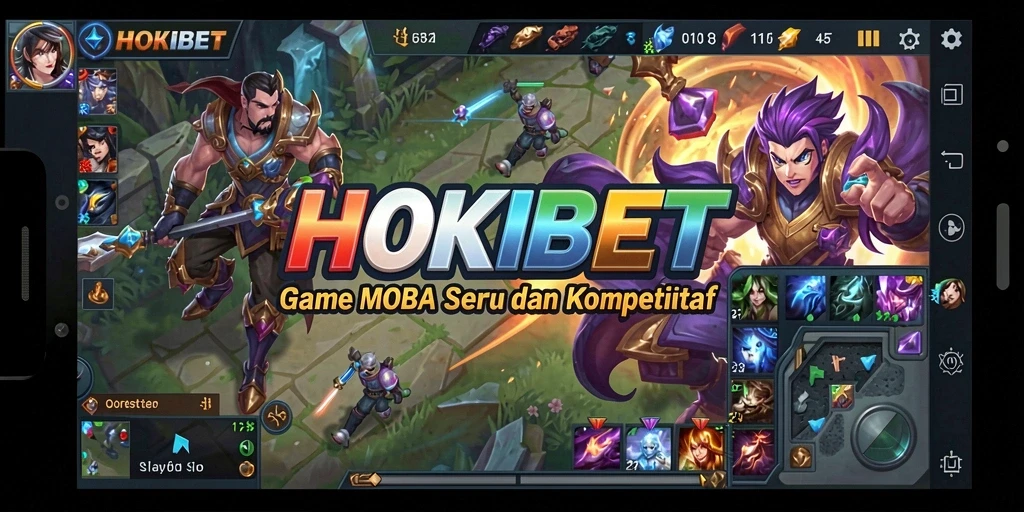 Screenshot HOKIBET menampilkan aksi seru dalam pertempuran MOBA