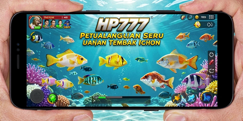 Screenshot HP777 menampilkan aksi seru menembak ikan di bawah laut.