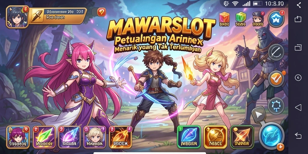 Tampilan gameplay yang menegangkan dengan karakter anime.