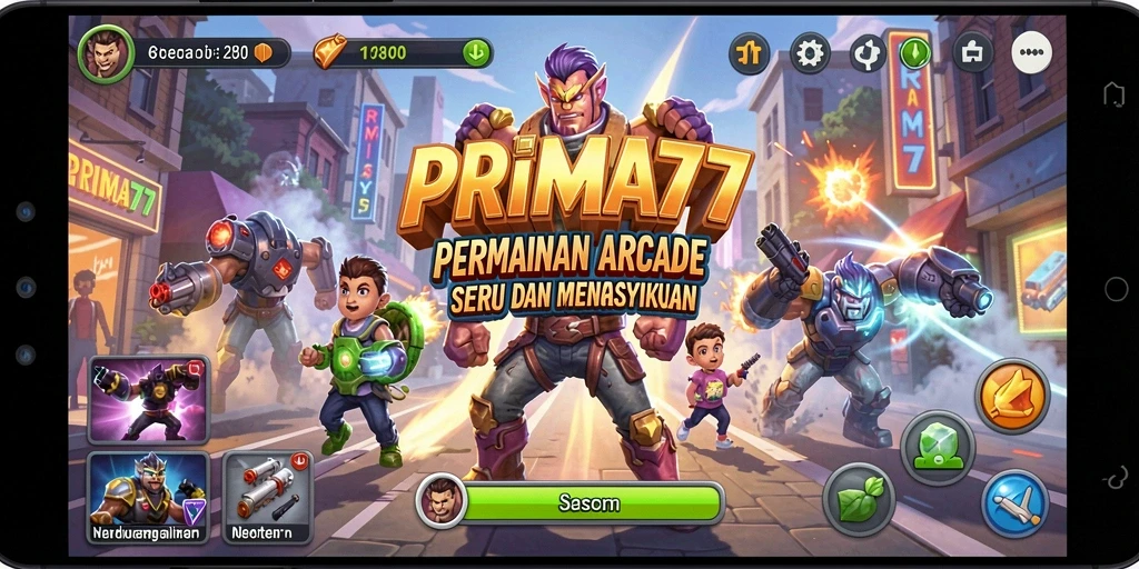 Tampilan gameplay seru dalam PRIMA77 yang membuat pemain terpacu.
