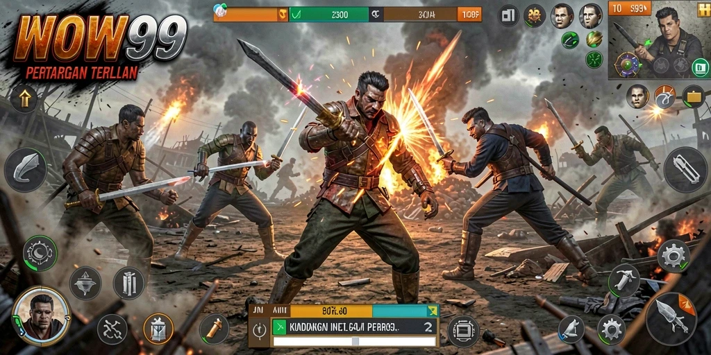Gameplay WOW99 yang mendebarkan dalam pertempuran Battle Royale.